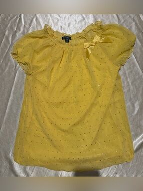Vintage Y2K George Yellow Sequin Babydoll top Girls XL 14-16 Sabrina Inspired